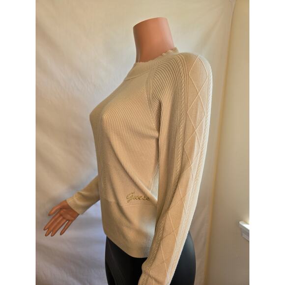 Guess Meilody Long Sleeve Sweater Vanilla Blush Sz L - Picture 8 of 10
